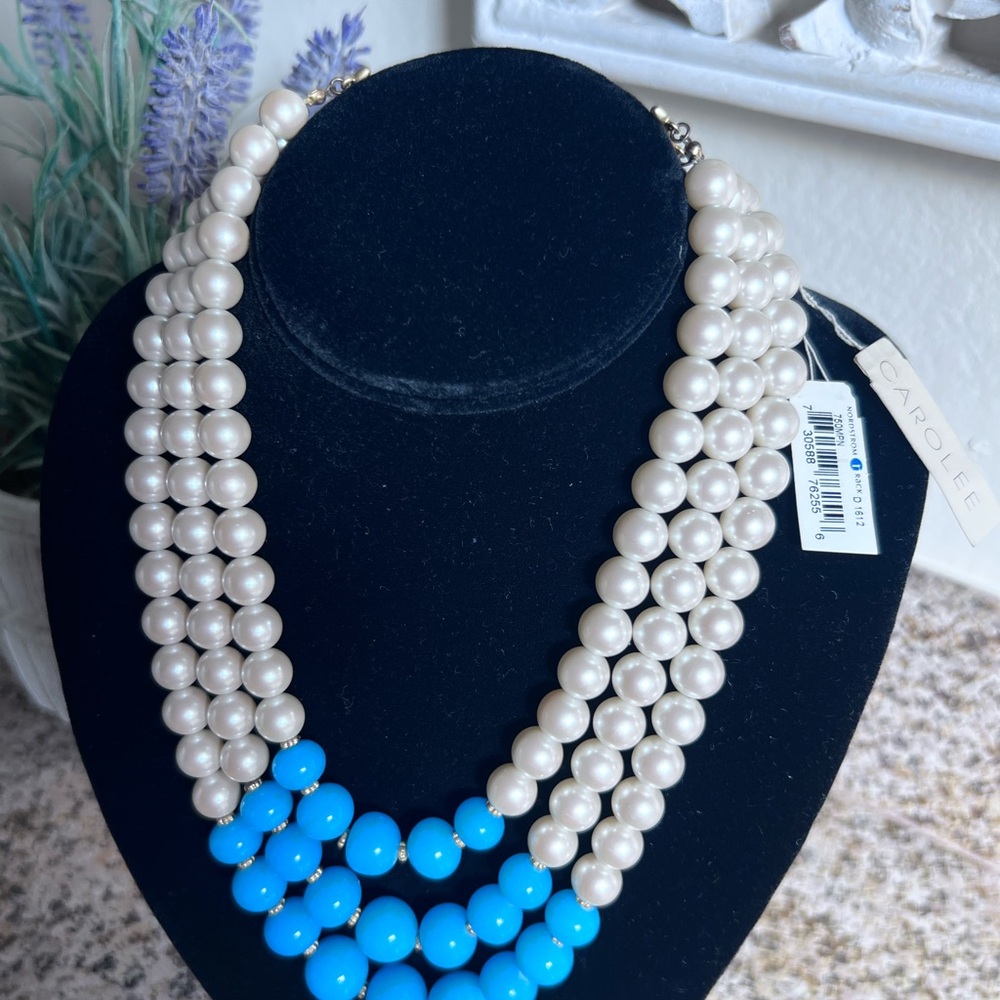 Carolee White and Blue Layered Necklace